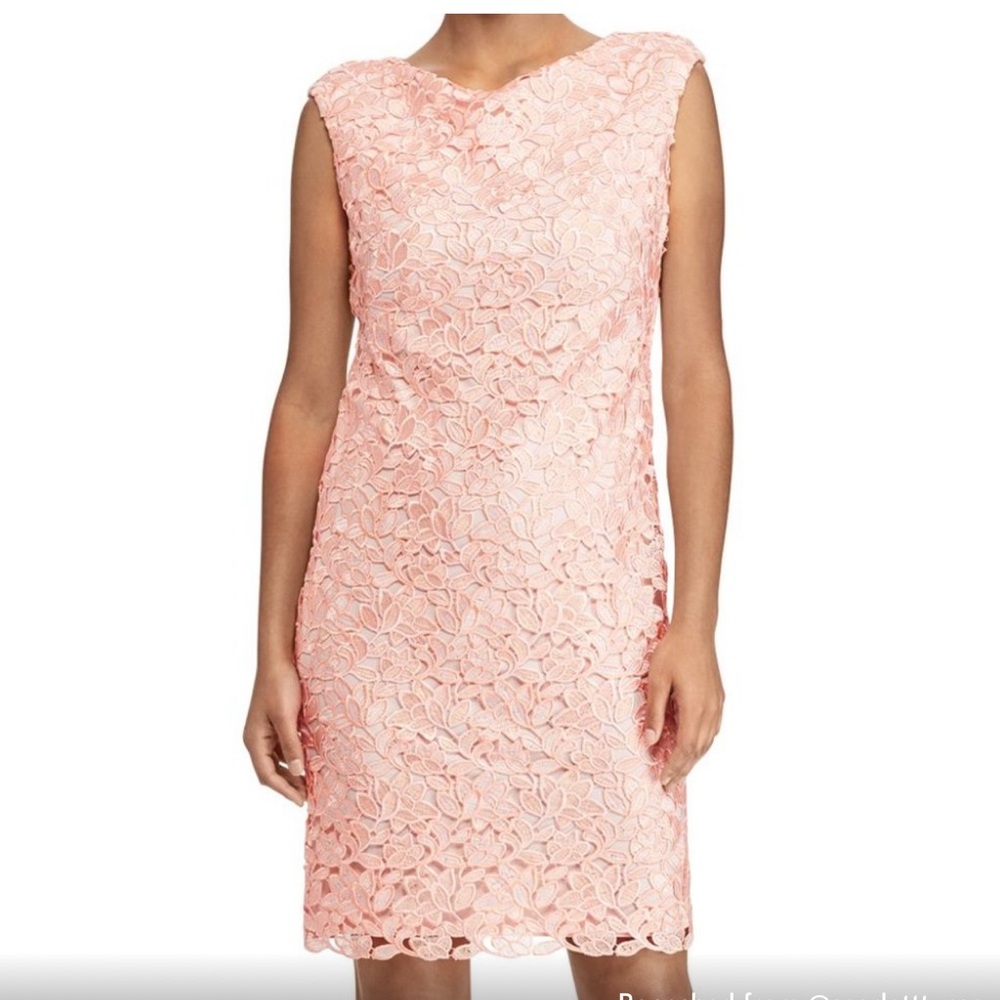 Ralph Lauren Pink Sheath Mini Dress Bateau Necklinel